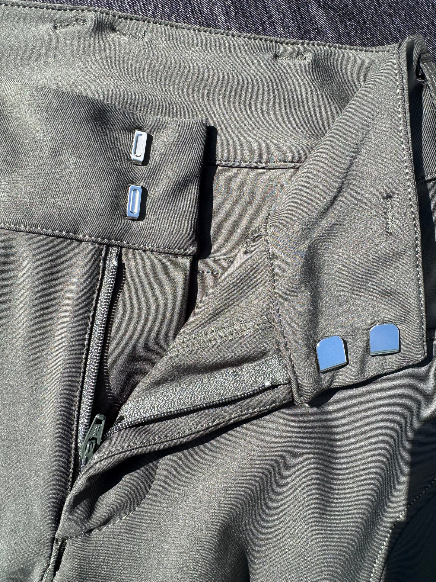 Green Button up Breeches Amy Green full bottomed logo CM pocket