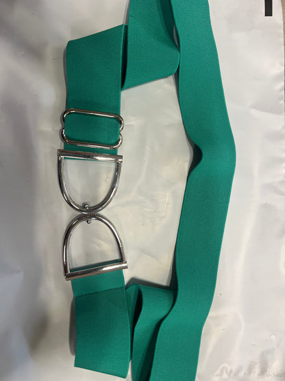 Stirrup belt buckle with Kelly Green adjustable ￼