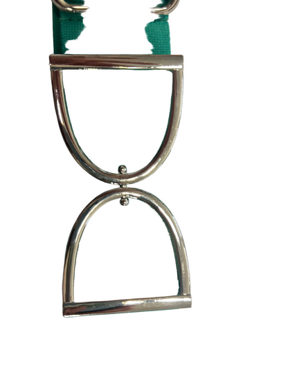 Stirrup belt buckle with Kelly Green adjustable ￼