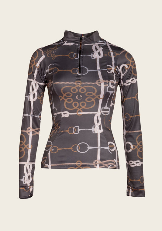 Grey Knitted Chord Quarter Zip Sun Shirt