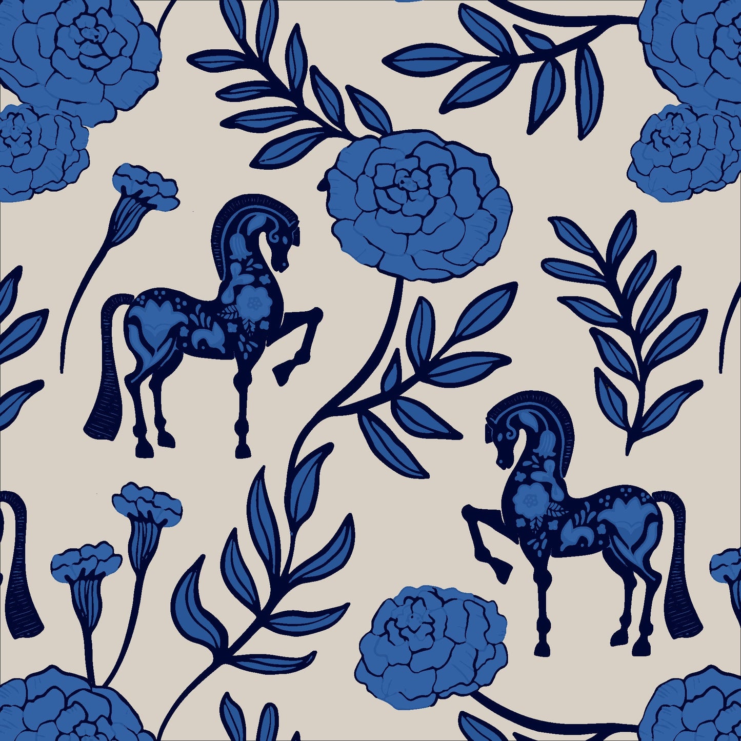 Peony in Blue Ladies Casual Button Shirt