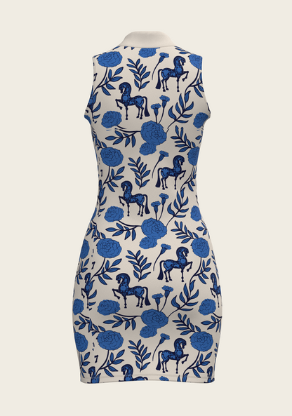 Peony on Blue Golf Dress