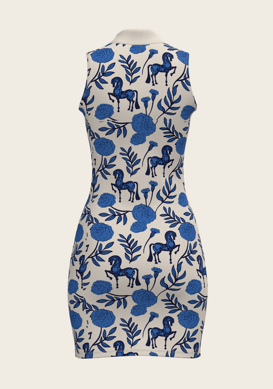 Peony on Blue Golf Dress