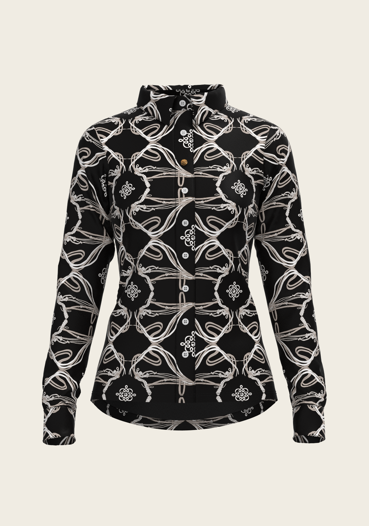Roped Bridles on Black Ladies Button Shirt