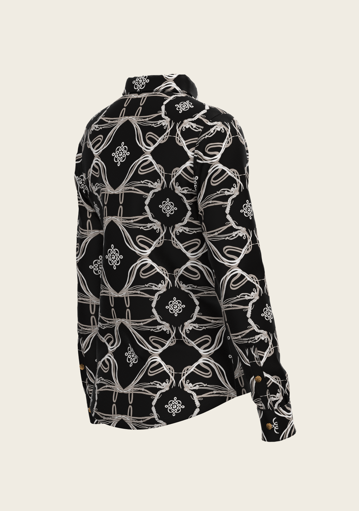 Roped Bridles on Black Ladies Button Shirt