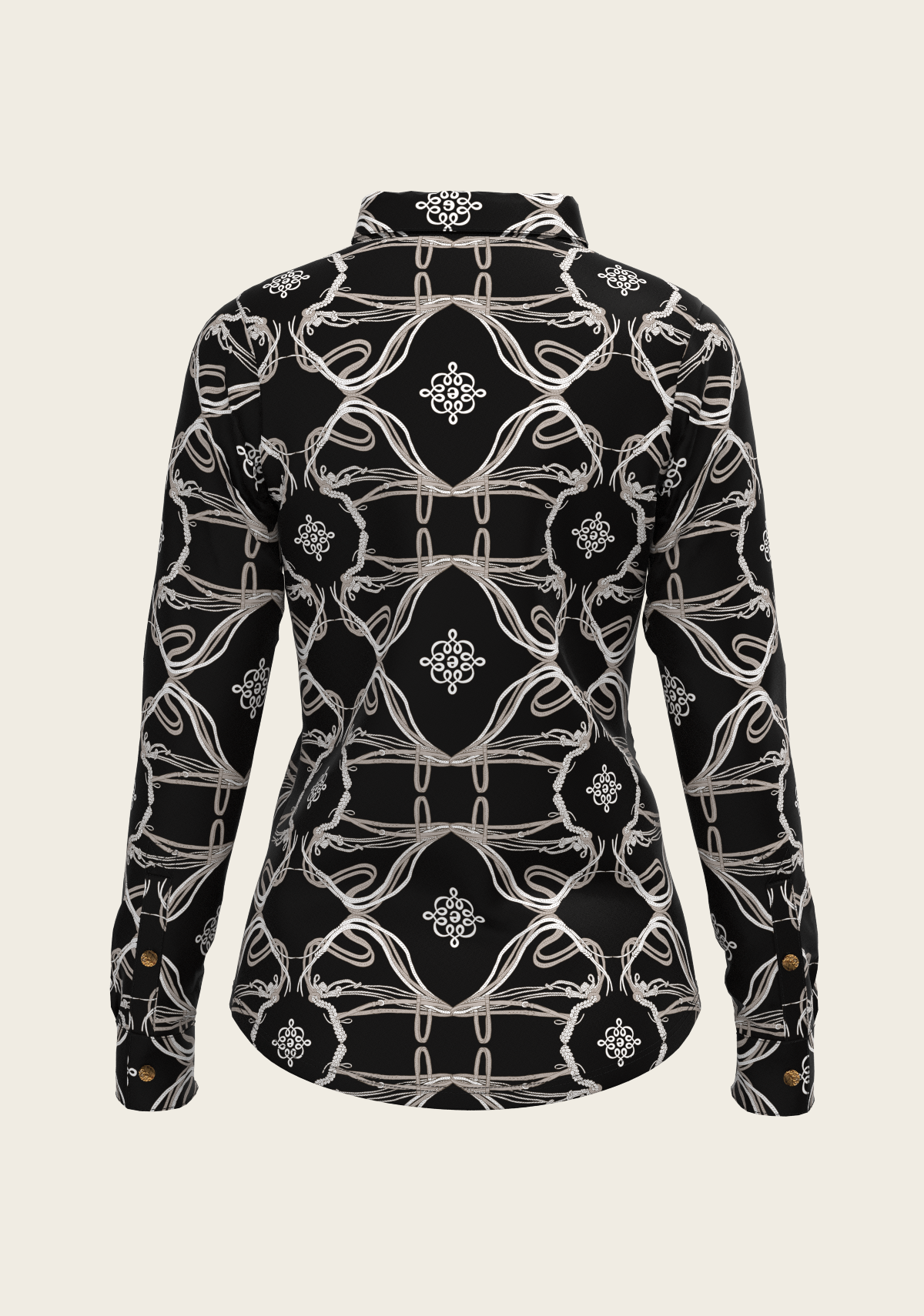 Roped Bridles on Black Ladies Button Shirt