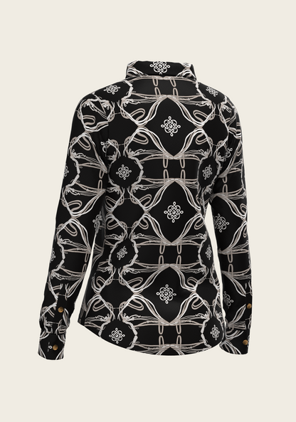 Roped Bridles on Black Ladies Button Shirt