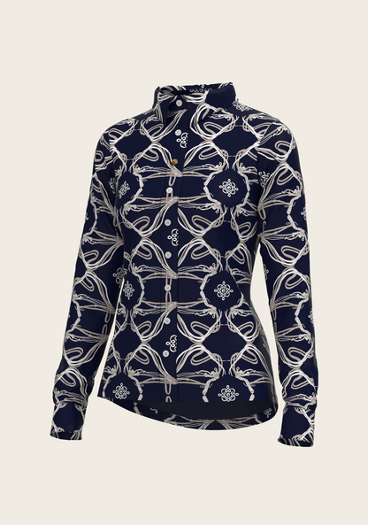 Roped Bridles on Navy Ladies Button Shirt