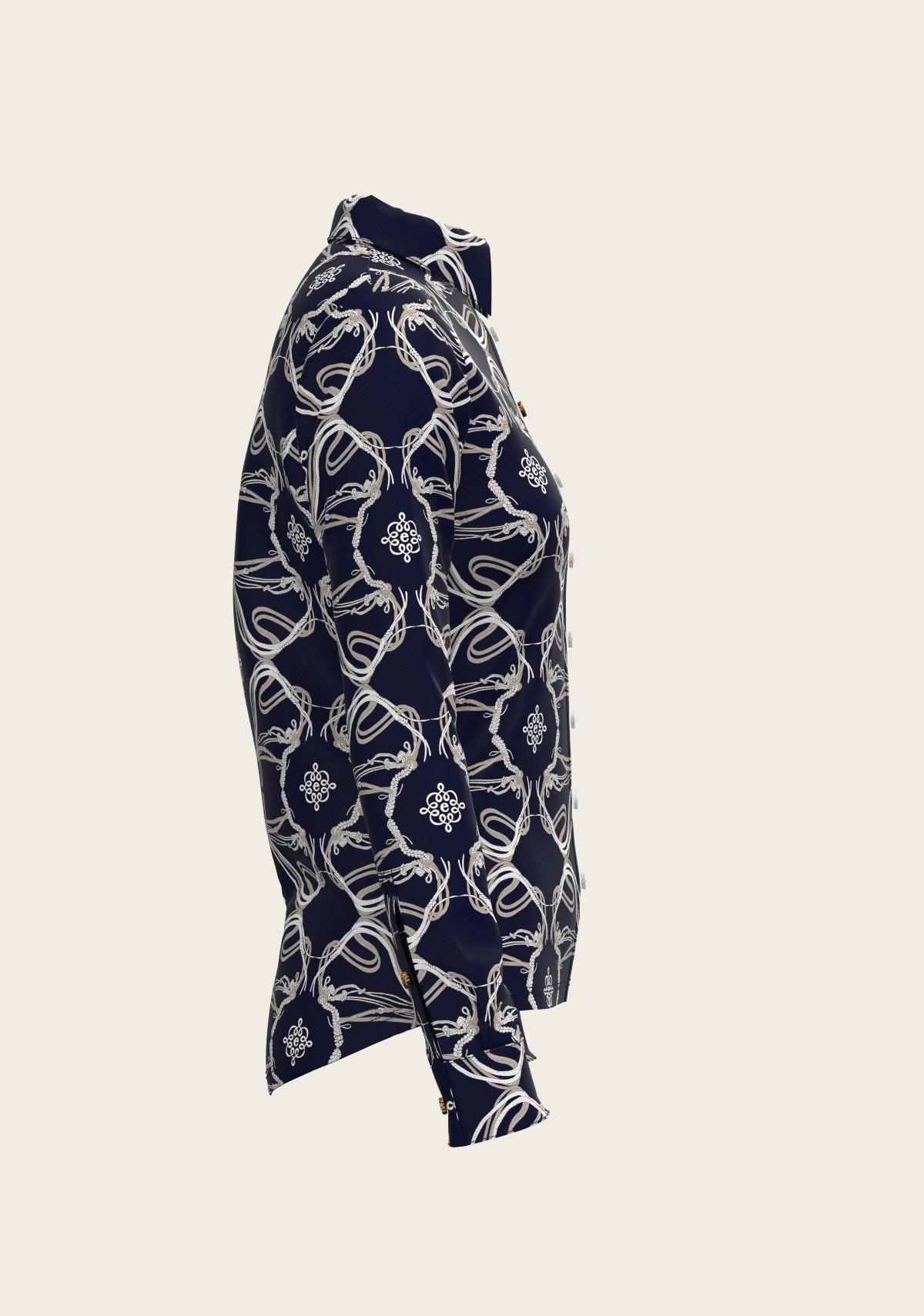 Roped Bridles on Navy Ladies Button Shirt
