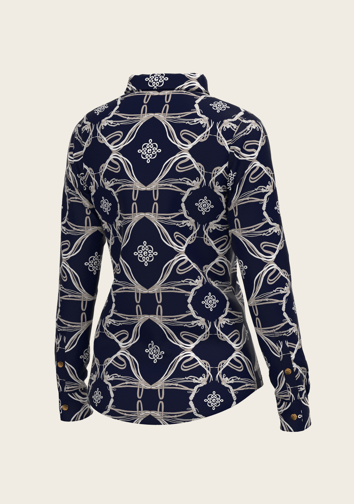 Roped Bridles on Navy Ladies Button Shirt