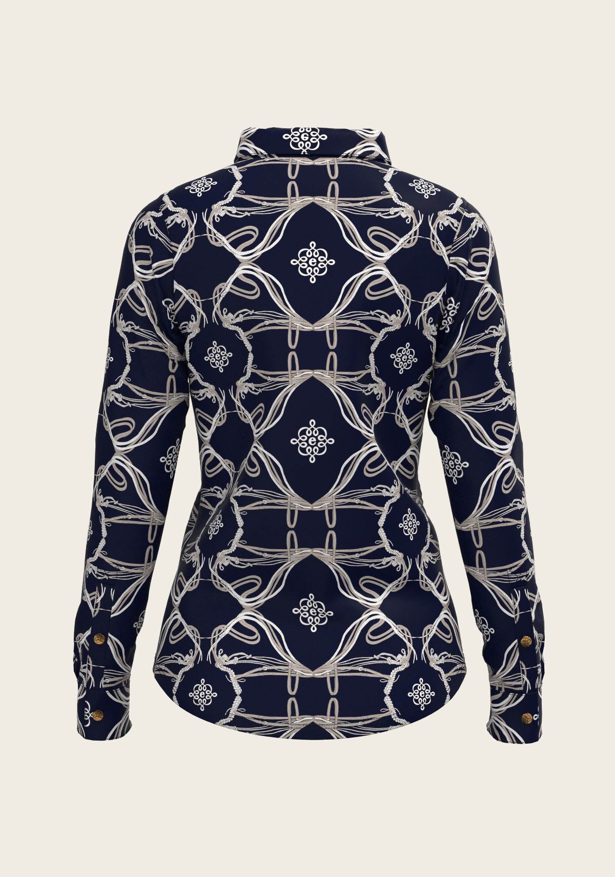 Roped Bridles on Navy Ladies Button Shirt