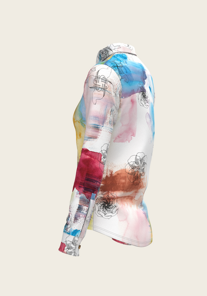 Horse Flower Fair Ladies Button Shirt