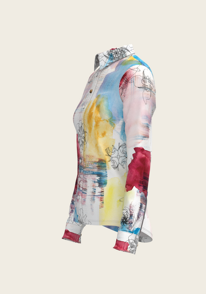 Horse Flower Fair Ladies Button Shirt