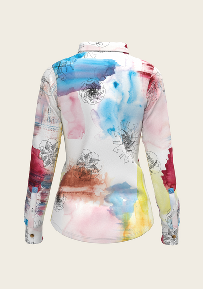 Horse Flower Fair Ladies Button Shirt