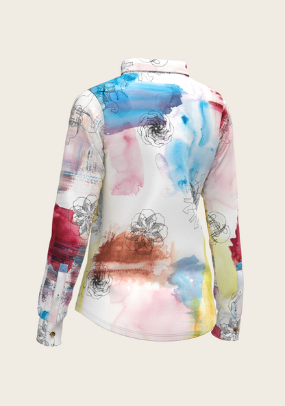 Horse Flower Fair Ladies Button Shirt