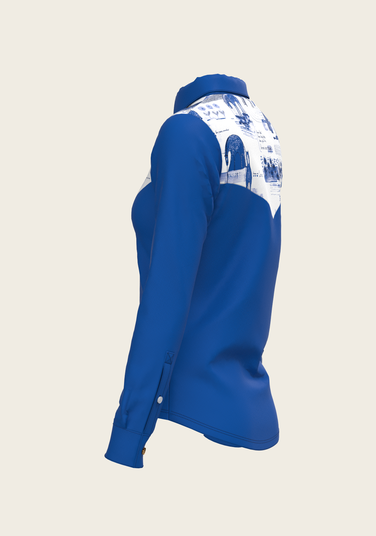 Daydreaming Horses Western Solid Blue Ladies Button Shirt