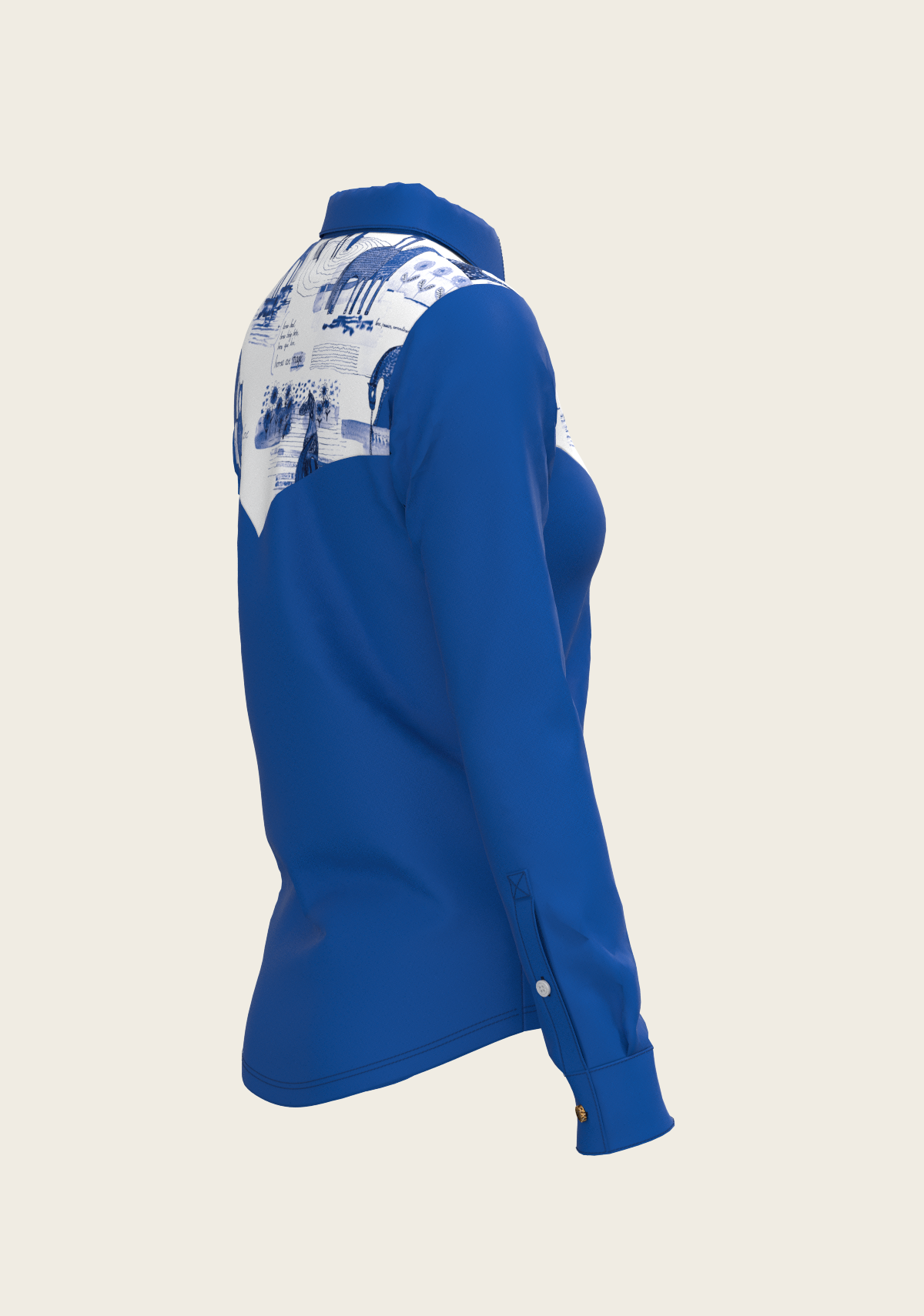 Daydreaming Horses Western Solid Blue Ladies Button Shirt