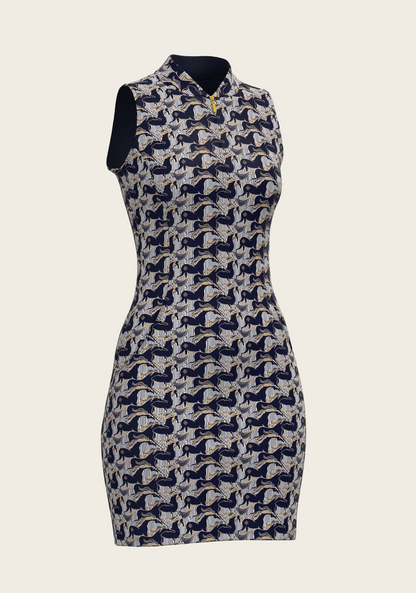 Espoir Running Horse Navy Dress