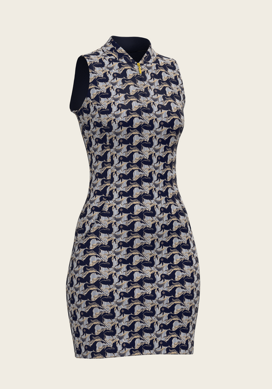 Espoir Running Horse Navy Dress