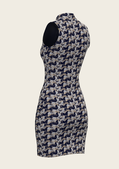 Espoir Running Horse Navy Dress