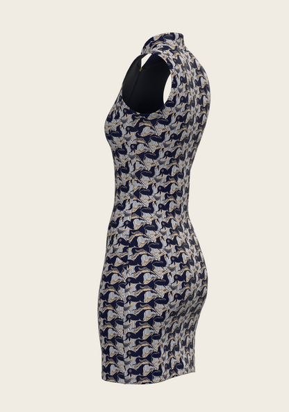 Espoir Running Horse Navy Dress
