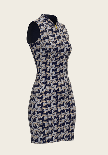 Espoir Running Horse Navy Dress