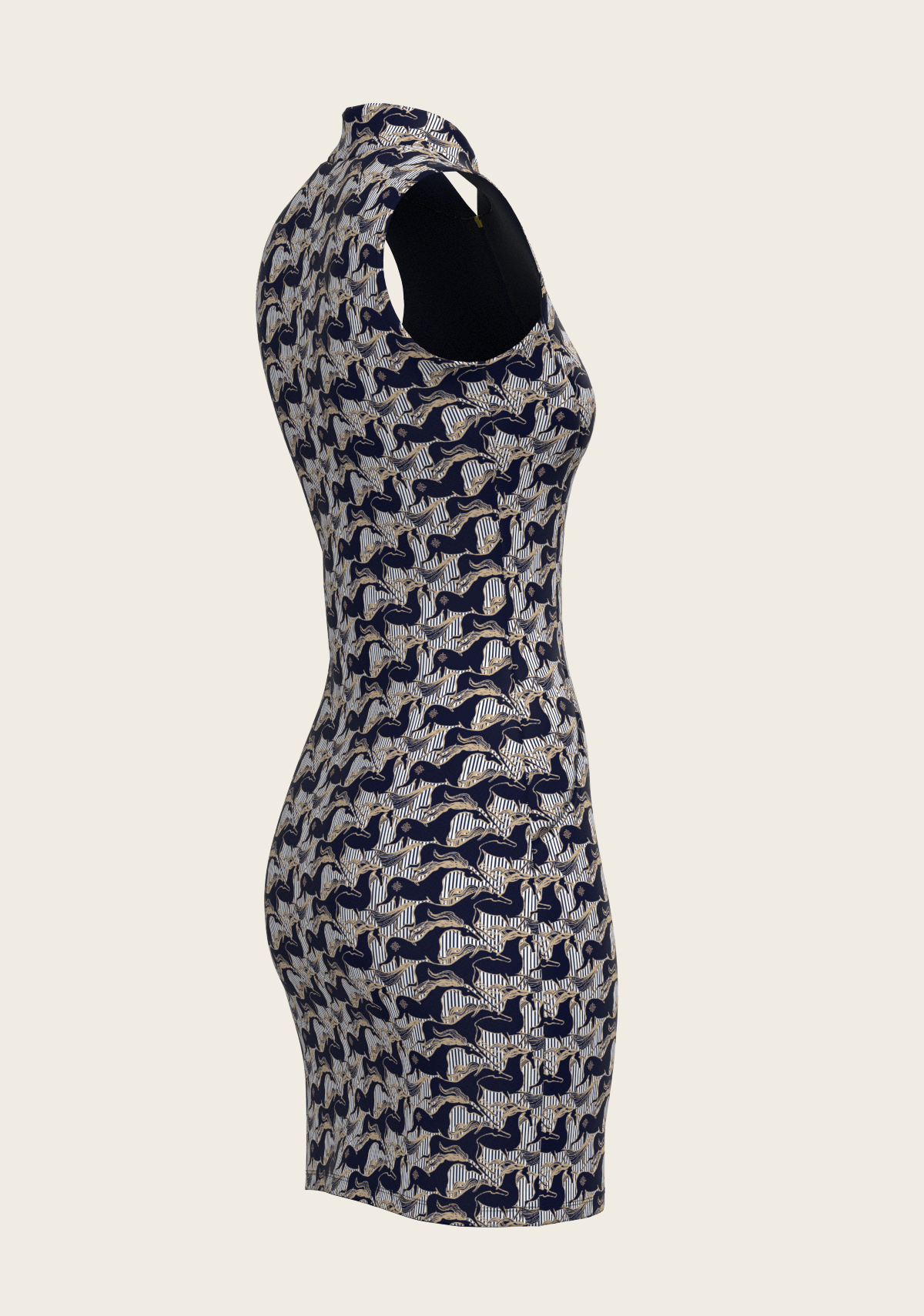 Espoir Running Horse Navy Dress