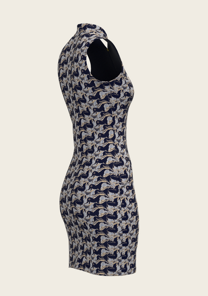 Espoir Running Horse Navy Dress