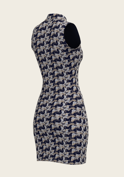 Espoir Running Horse Navy Dress
