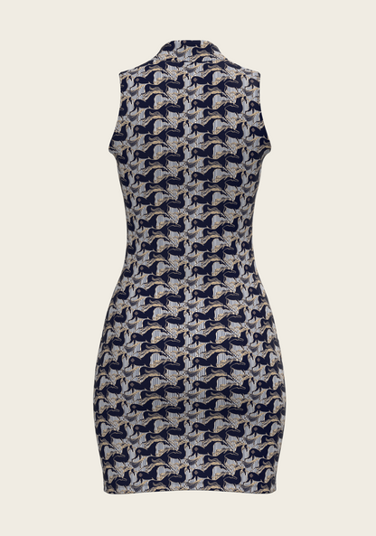 Espoir Running Horse Navy Dress