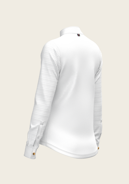 White with Bouquet on Rose Inner Details Long Sleeve Show Shirt