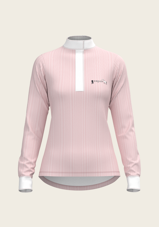  Stripes in Rose Short Zip Long Sleeve Show Shirt