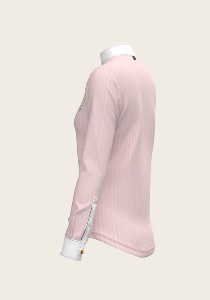  Stripes in Rose Short Zip Long Sleeve Show Shirt