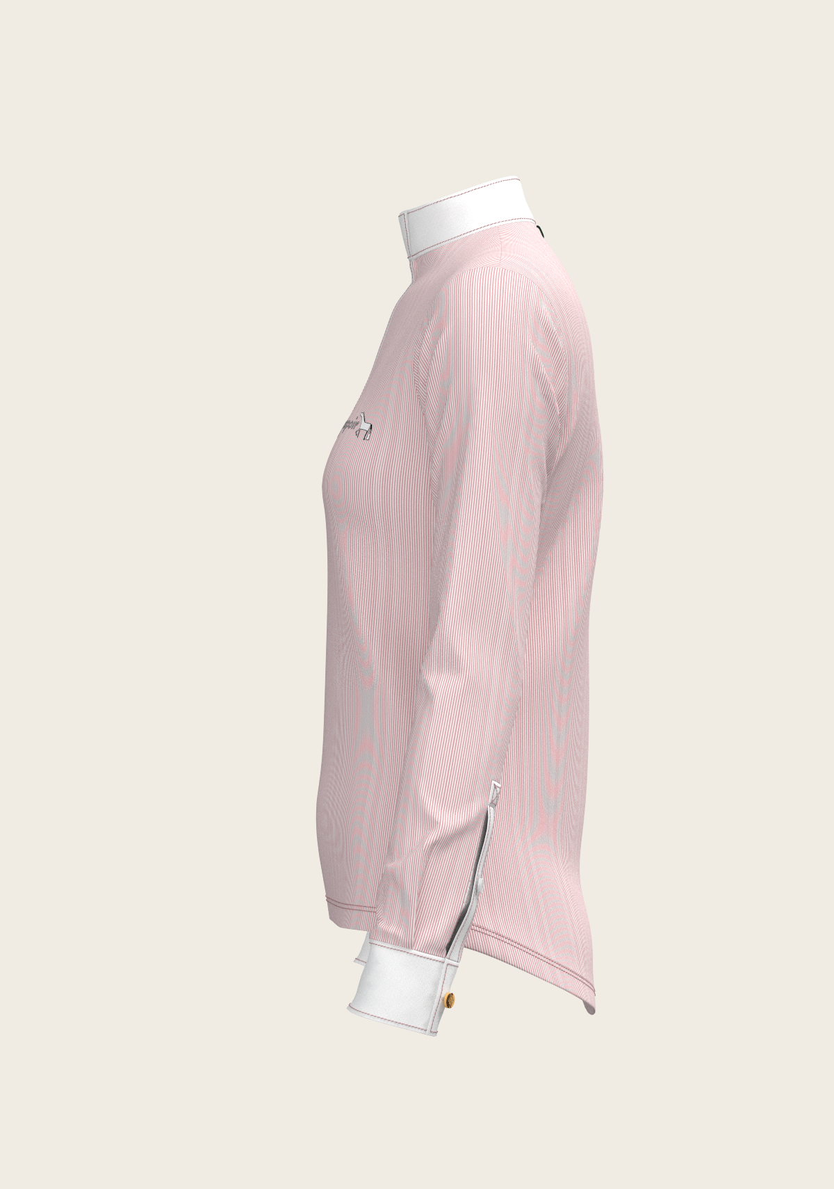 Stripes in Rose Short Zip Long Sleeve Show Shirt
