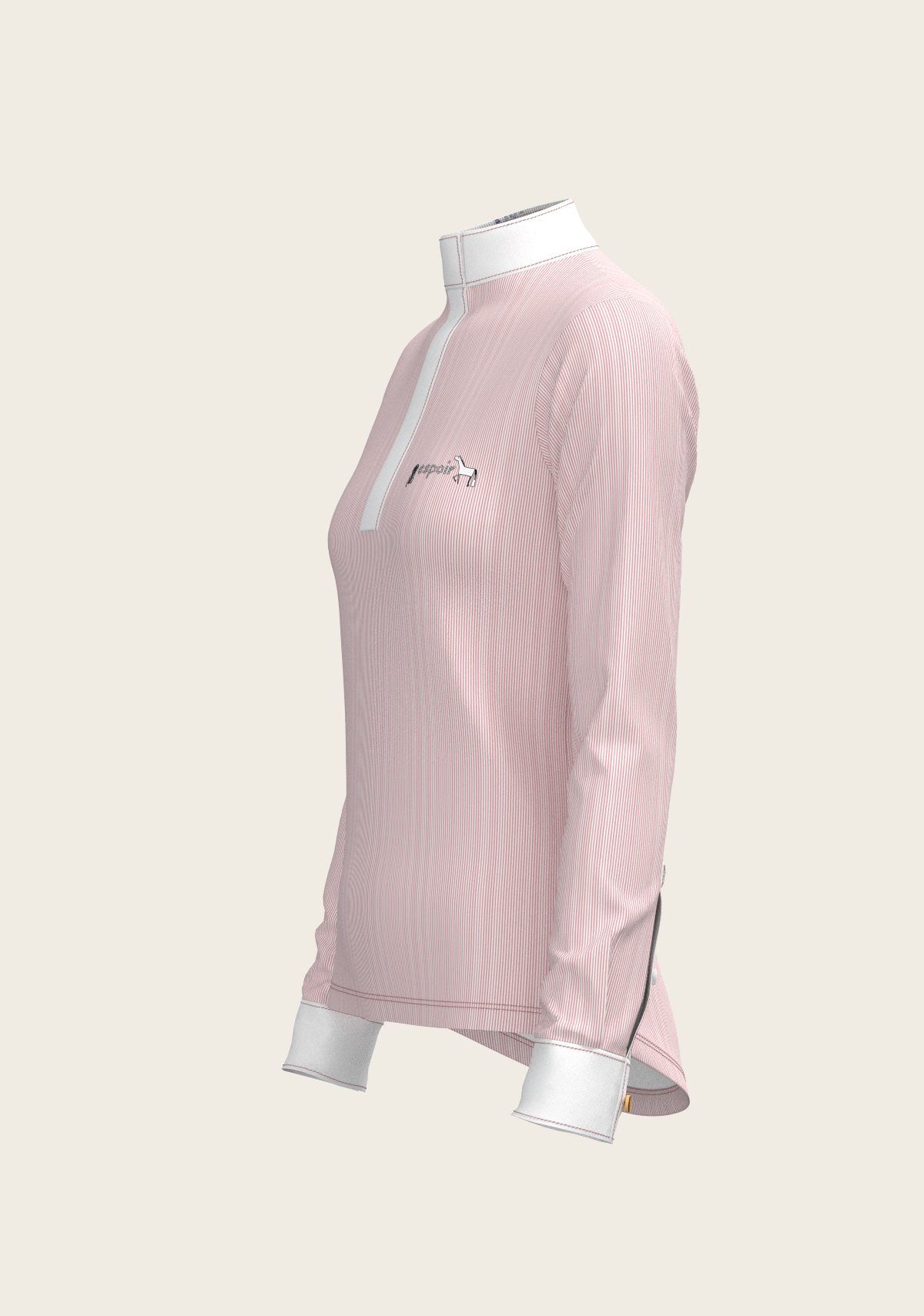  Stripes in Rose Short Zip Long Sleeve Show Shirt