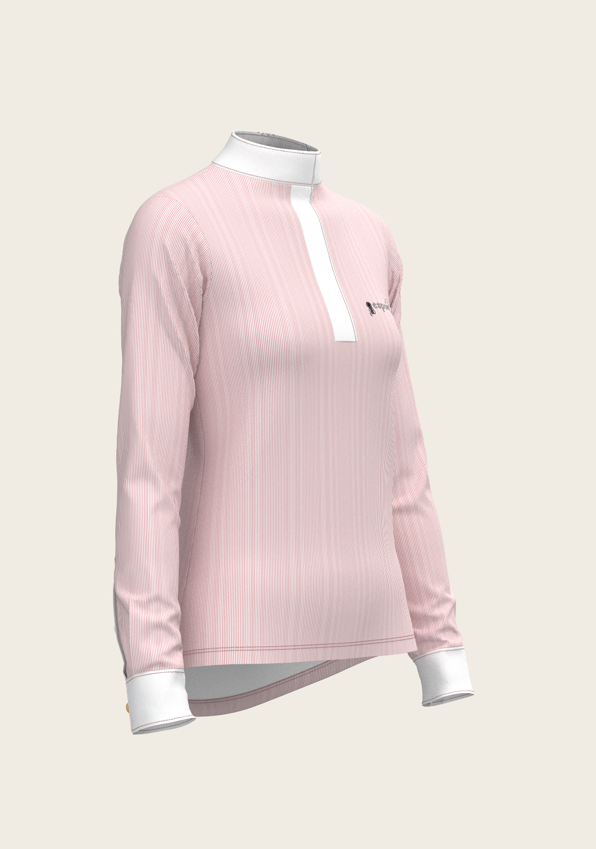  Stripes in Rose Short Zip Long Sleeve Show Shirt