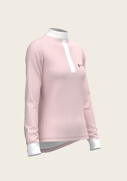  Stripes in Rose Short Zip Long Sleeve Show Shirt