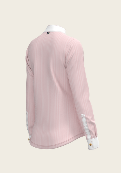  Stripes in Rose Short Zip Long Sleeve Show Shirt