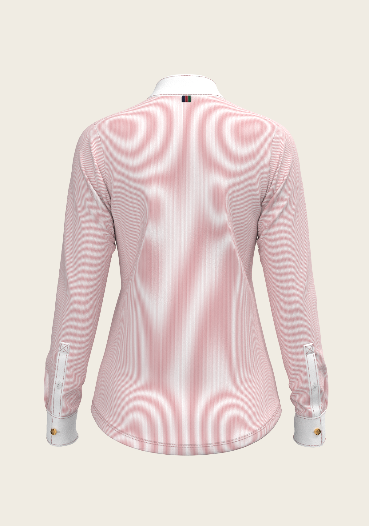  Stripes in Rose Short Zip Long Sleeve Show Shirt