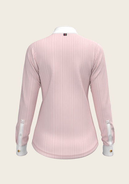  Stripes in Rose Short Zip Long Sleeve Show Shirt