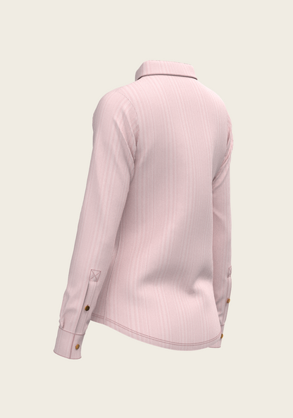  Stripes on Rose Ladies Button Shirt
