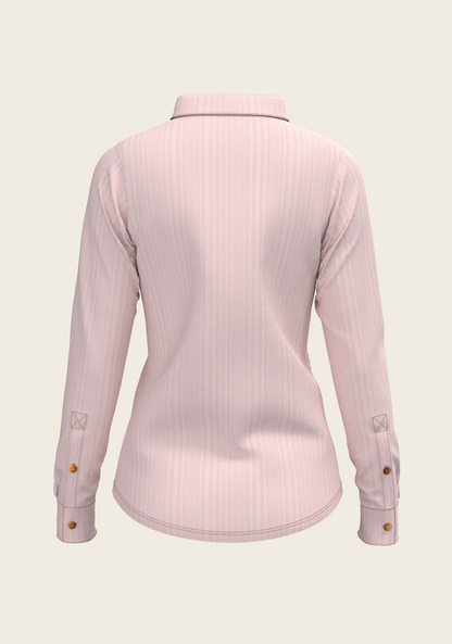  Stripes on Rose Ladies Button Shirt