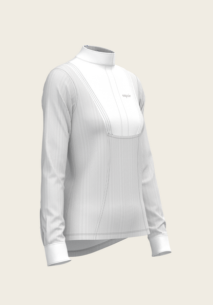  Stripes in Grey Short Pleated Long Sleeve Show Shirt