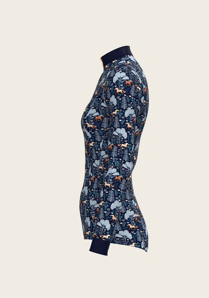  Forest on Navy Quarter Zip Sun Shirt