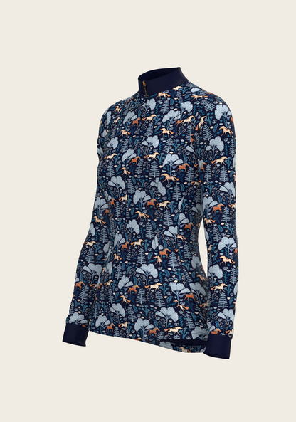  Forest on Navy Quarter Zip Sun Shirt