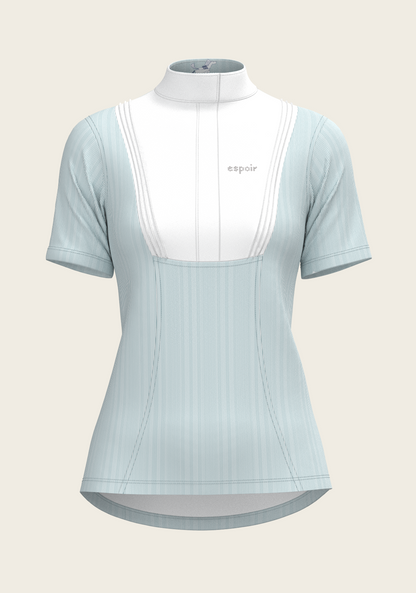  Stripes in Sky Blue Short Pleated Short Sleeve Show Shirt
