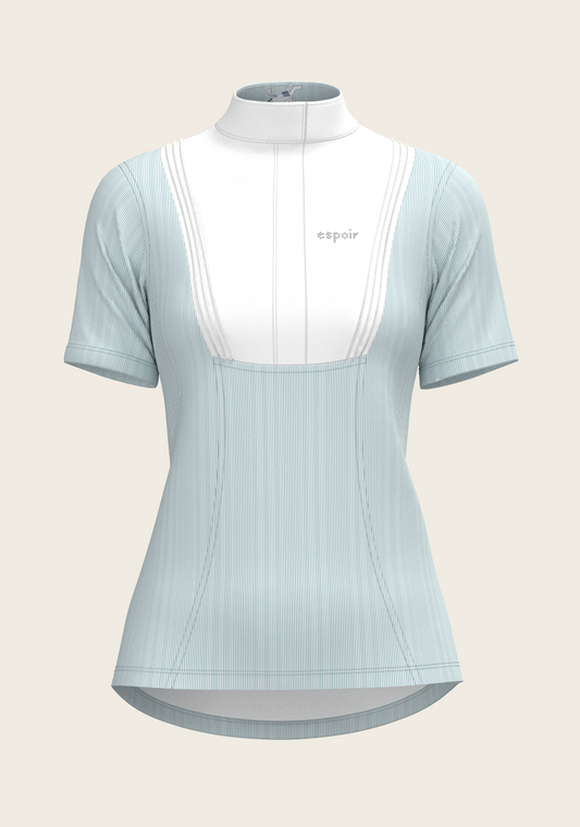  Stripes in Sky Blue Short Pleated Short Sleeve Show Shirt