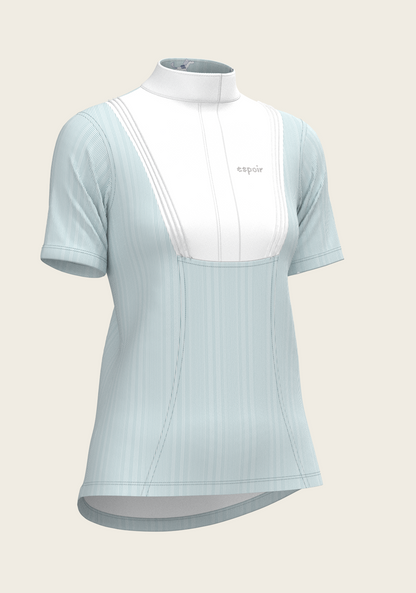  Stripes in Sky Blue Short Pleated Short Sleeve Show Shirt
