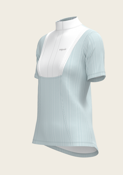  Stripes in Sky Blue Short Pleated Short Sleeve Show Shirt