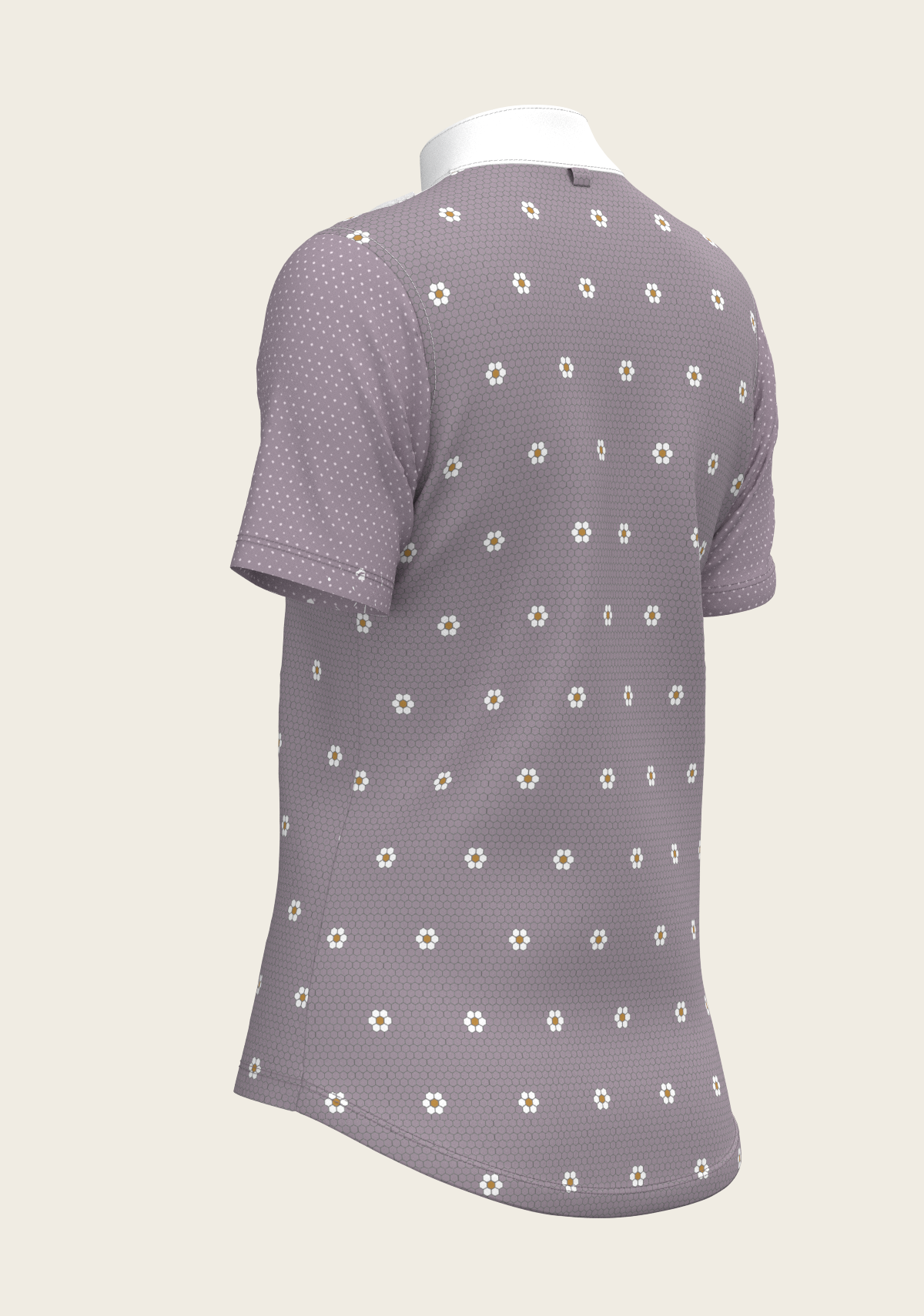 Mosaic Daises in Lavender Short Pleated Short Sleeve Show Shirt